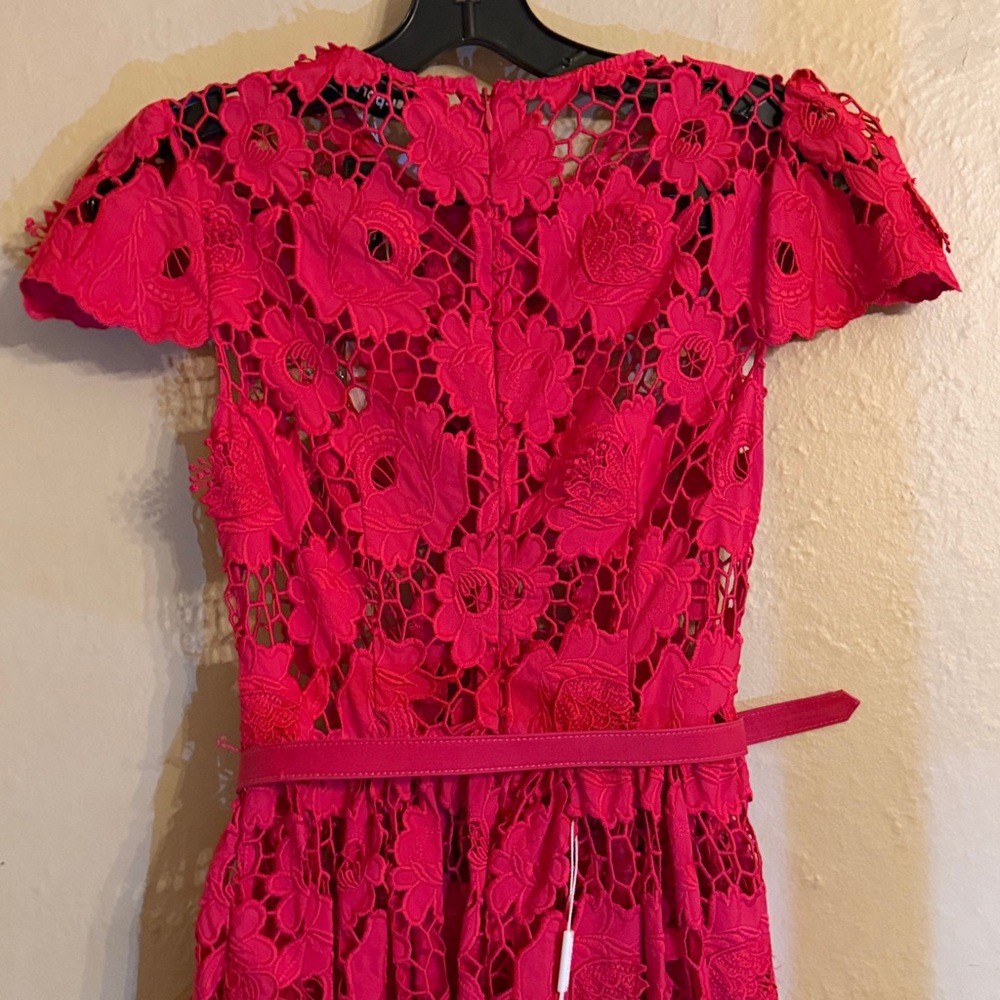 $555 SELF-PORTRAIT Poppy Belted Lace Midi Dress size US 2 No slip included! - Picture 10 of 15